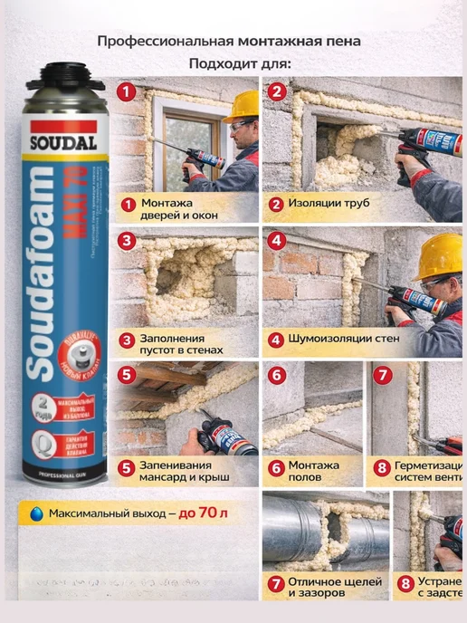 Soudal Монтажный комплект-1шт пена+пистолет, 1 шт, фото 3
