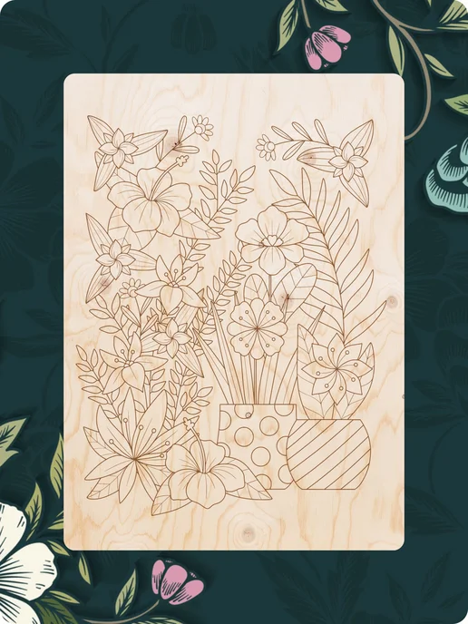 UVAL DECOR Доски для выжигания по дереву с рисунком Цветы, бежевый, фото 3