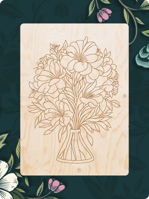 UVAL DECOR Доски для выжигания по дереву с рисунком Цветы, бежевый, фото 4