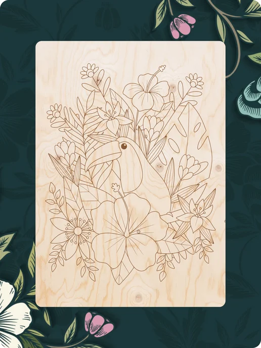 UVAL DECOR Доски для выжигания по дереву с рисунком Цветы, бежевый, фото 5