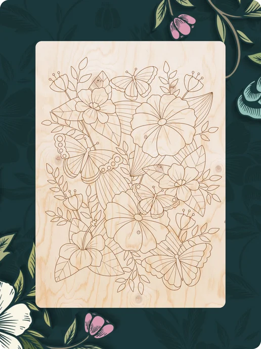 UVAL DECOR Доски для выжигания по дереву с рисунком Цветы, бежевый, фото 6
