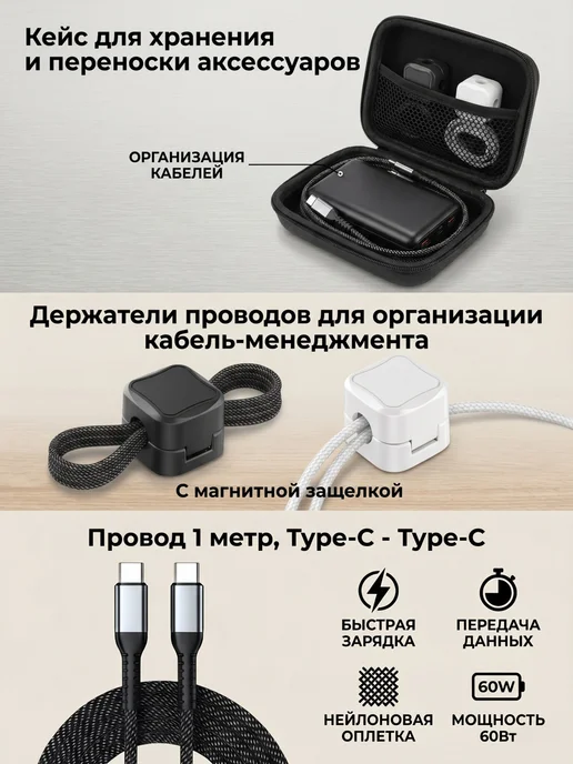 Zensence Внешний аккумулятор повербанк 10000mah мини, быстрая зарядка, 10000 мАч, фото 4