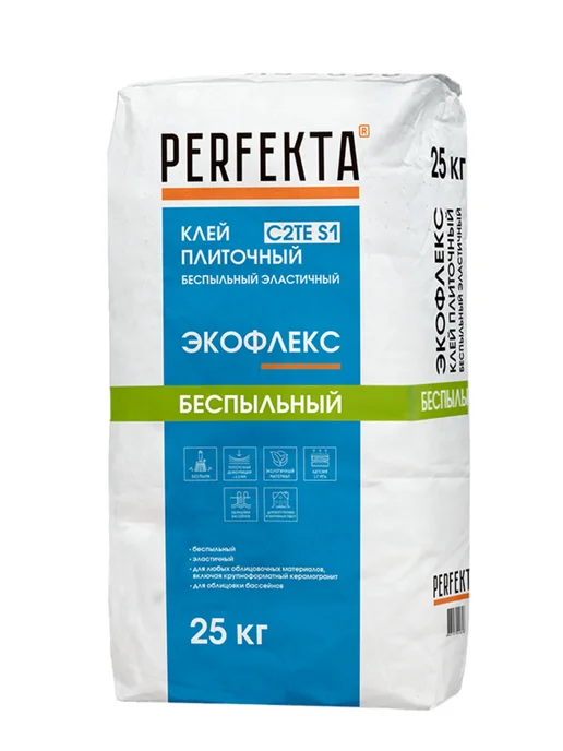 PERFEKTA Клей плиточный беспыльный эластичный Экофлекс C2TE S1, 25 кг, 25 кг