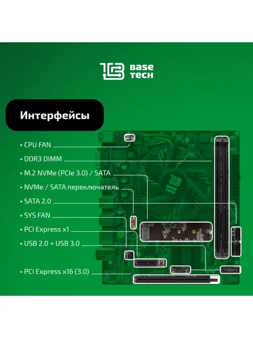 BaseTech Материнская плата с процессором H61M-K, i5-3470, mATX, Retai…, с процессором i3-3220 Retai, фото 2
