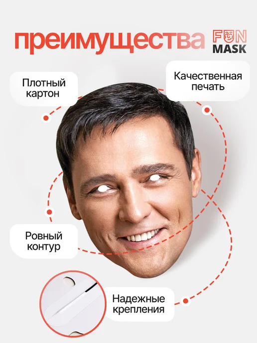 FUN MASK Набор масок Звезды российской эстрады 12 шт, картон, 12 шт, фото 3