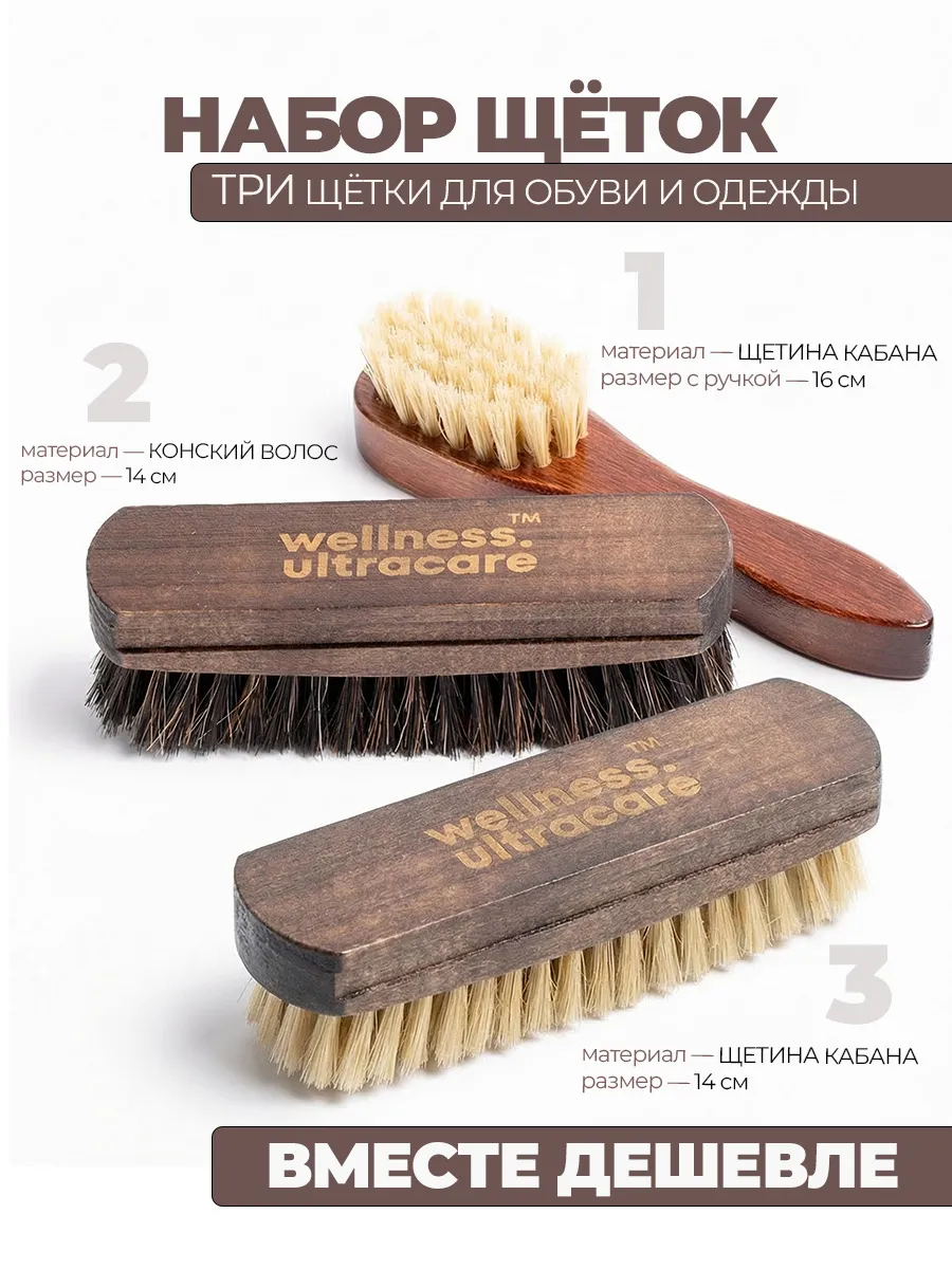 Щетки для обуви, одежды и сумок набор