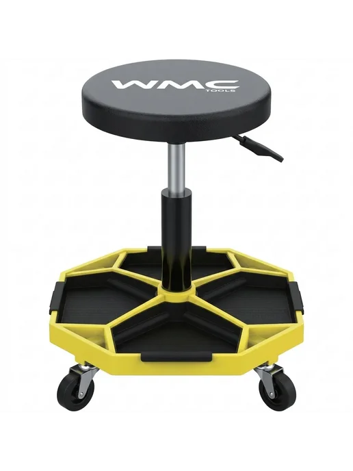 WMC Tools Стул автослесаря регулируемый на колесах, черный, фото 6