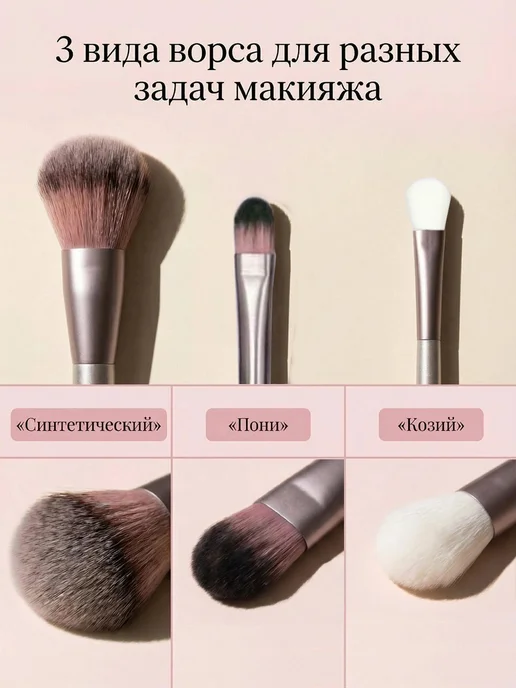 YI BEAUTY кисти для макияжа,12 шт,из натурального ворса, 12 шт, фото 2