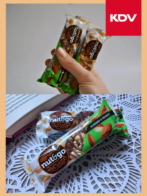 KDV Миндальные батончики Nut&Go с арахисовой пастой, 18 шт, 18 шт, фото 4