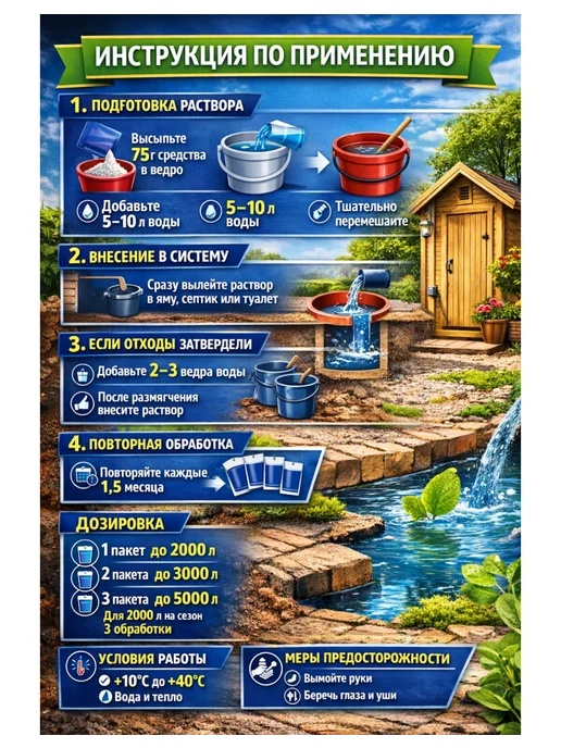 ARGUS Средство для очистки септика GARDEN 75 г, 2 шт, 75 г, 2 шт, фото 2