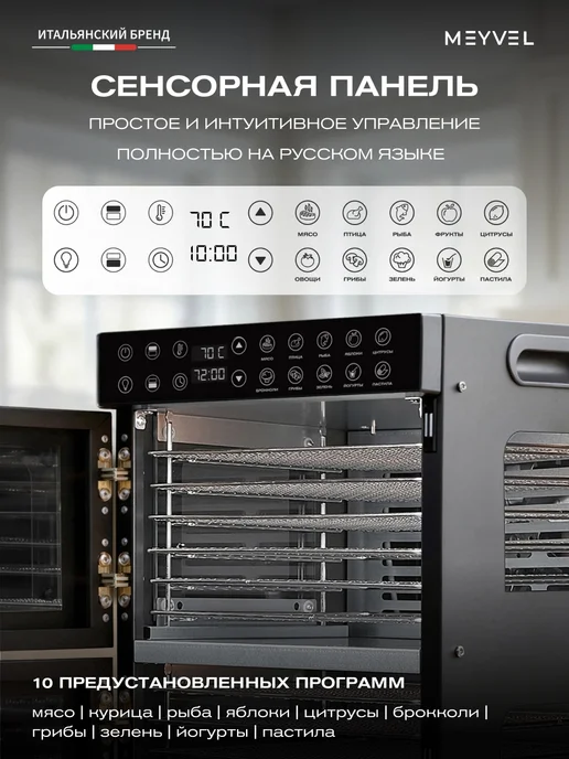 Meyvel Сушилка для овощей и фруктов, дегидратор MDH20-1S2 (Чёрный), черный, фото 8