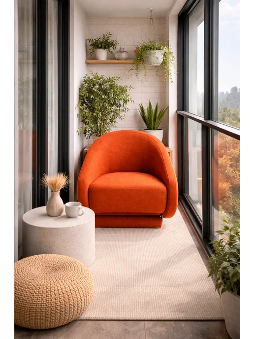 Bradex Home Кресло кровать раскладное взрослым мягкое на балкон, красный, фото 3
