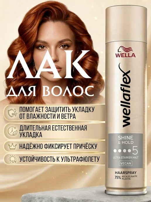 WELLAFLEX Лак для волос профессиональный "Блеск и фиксация" 250 мл, 250 мл
