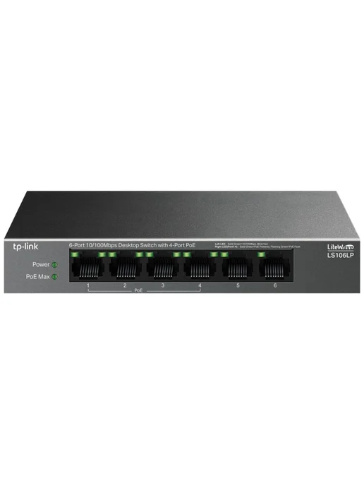 TP-link Коммутатор LS106LP неуправляемый 6 портов 10 100Мбит с, неуправляемый 6 портов 10, фото 6