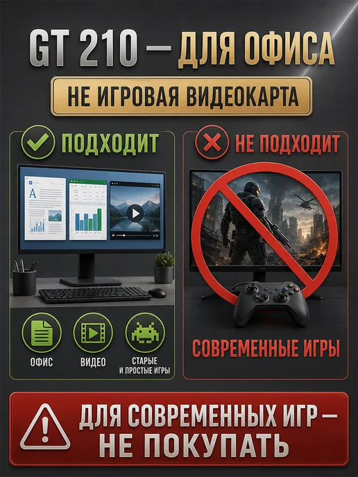 Видеокарта офисная GT 210 1Гб, DDR3, HDMI DVI VGA, 1 ГБ, фото 3