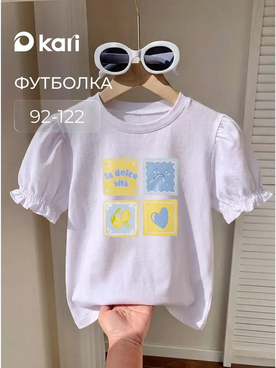 Футболка для девочки белая с принтом