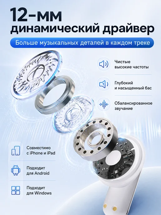 BZM Беспроводные наушники клипсы 2в1—для iPhone и Android, бежевый, фото 3