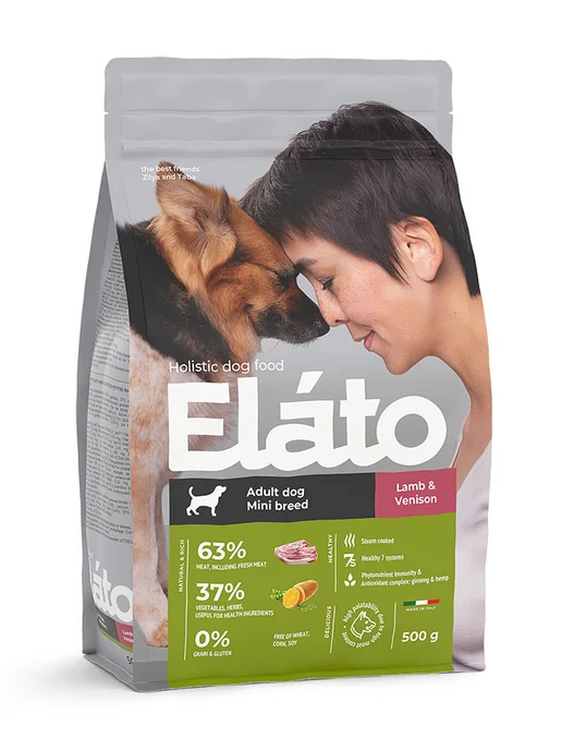 Сухой корм Elato Holistic для собак, мелкие, оленина, ягненок, 0,5 кг