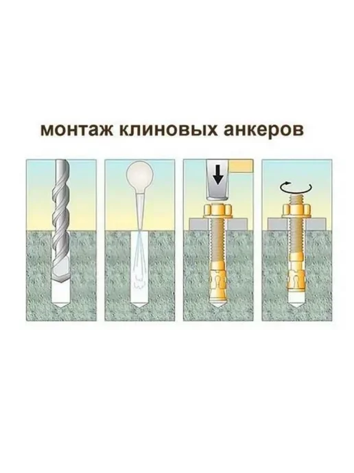 ZБОЛТ Клиновой анкер М16х180 оцинкованный, 10 шт, 16x180, 10 шт, фото 5