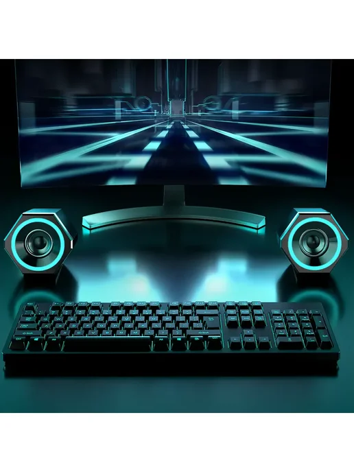 Компьютерные колонки USB, блютуз 5.0 черный с подсветкой, черный, фото 4