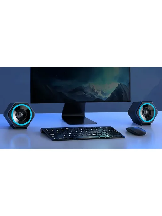 Компьютерные колонки USB, блютуз 5.0 черный с подсветкой, черный, фото 5