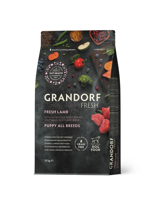 Сухой корм Grandorf' Бататом для собак, щенки, ягненок, 10 кг