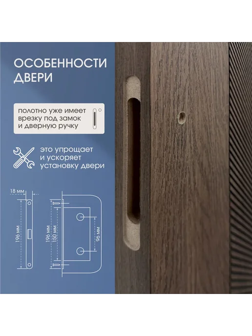 WanMark Дверь межкомнатная Синди-2 шпон Орех глухая 550х1900, 900x2000, фото 6