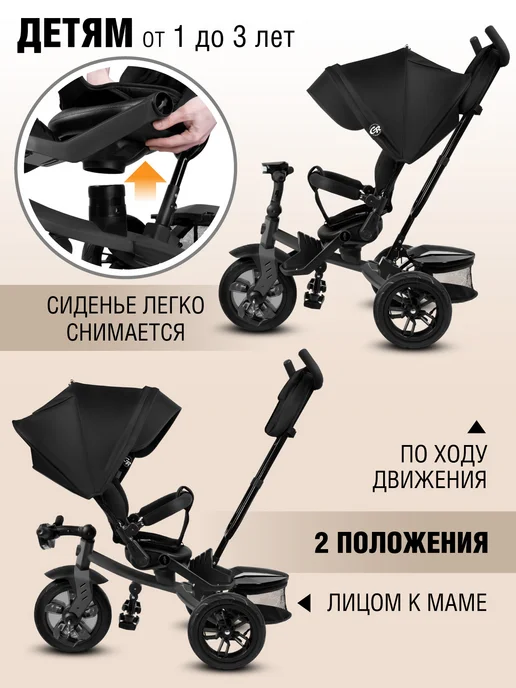 City-Ride Велосипед детский трехколесный с ручкой CITYRIDE LUNAR 2.0, вариант, фото 3
